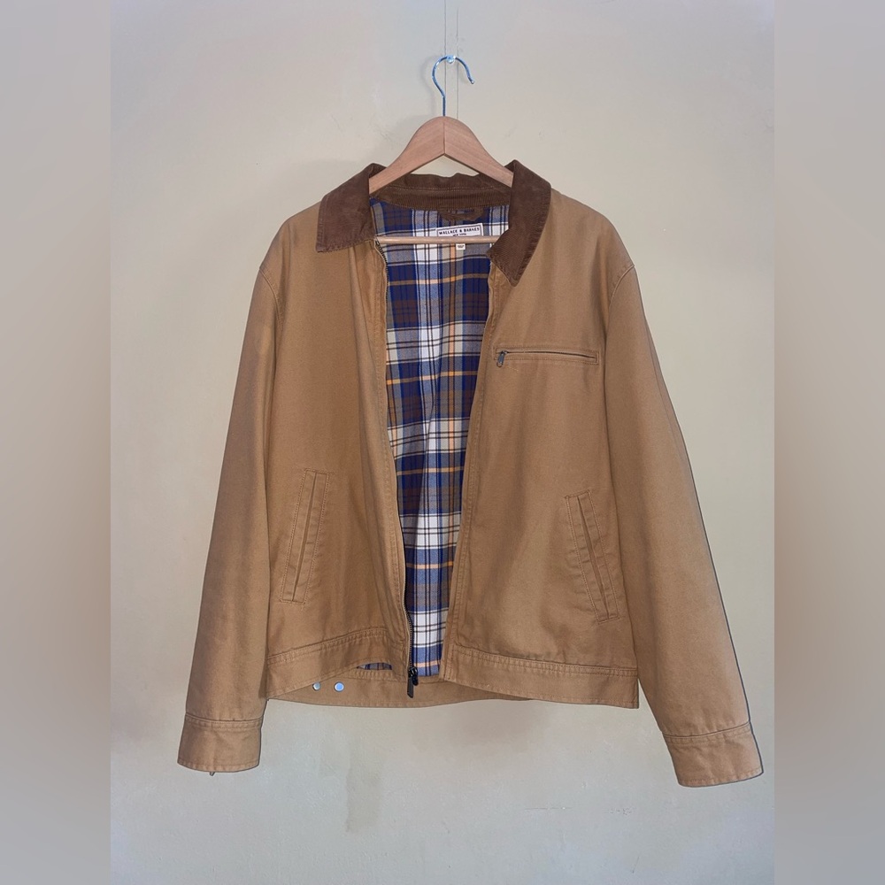J Crew / Wallace & Barnes Tan Jacket with Plaid Lining